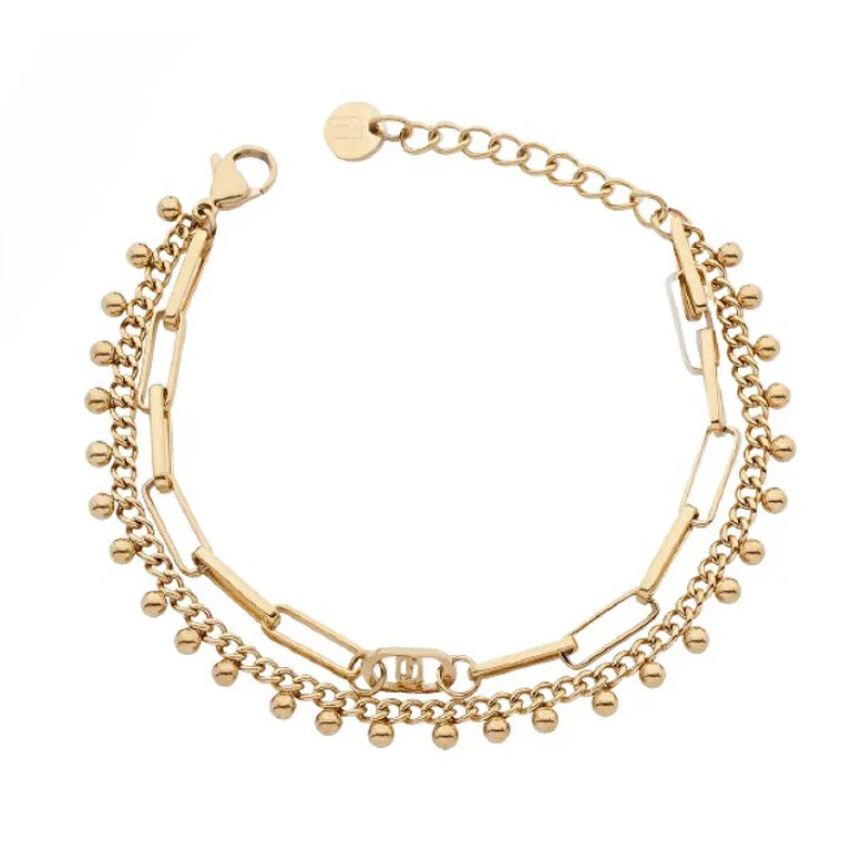 Liu Jo Stylish Double Bracelet in Gold-Plated Steel Lj3004
