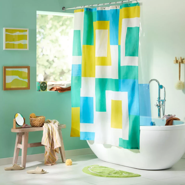 TOWN & COUNTRY EVERYDAY Sophia Textured Solid Cotton-Rich Breathable Fabric Shower Curtain with Reinforced Buttonhole