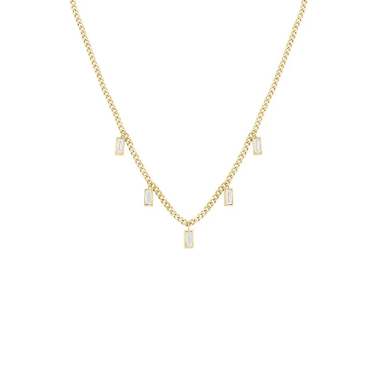 Women's Necklace Gold Plated With Rectangular Crystals Jncdg-J1176