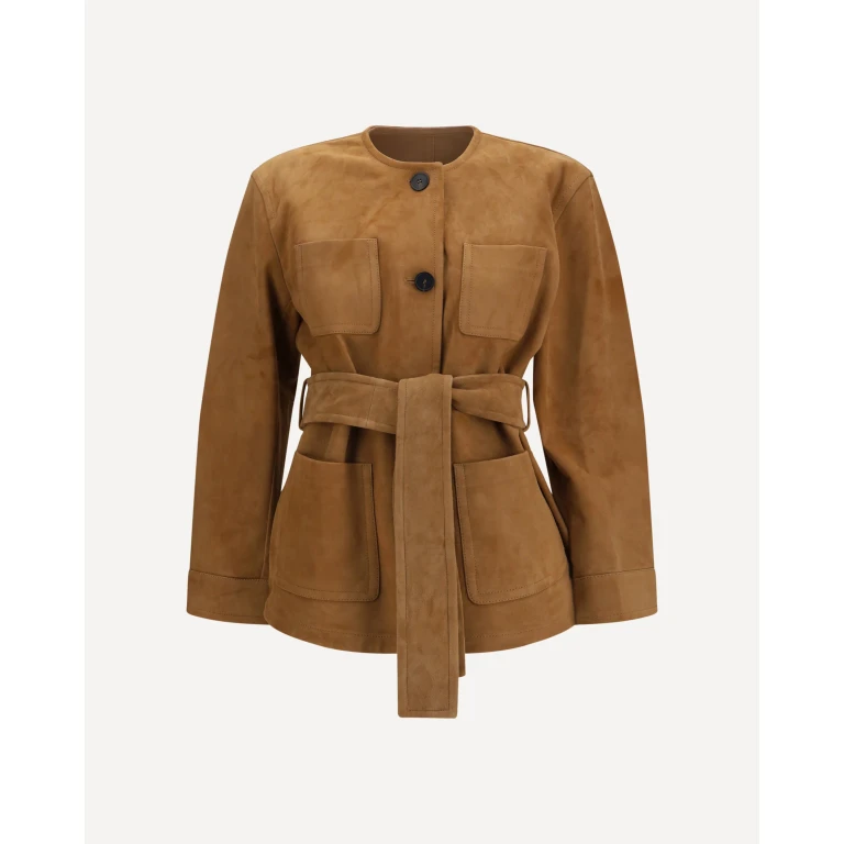 Suede leather Jacket with belt Female 42