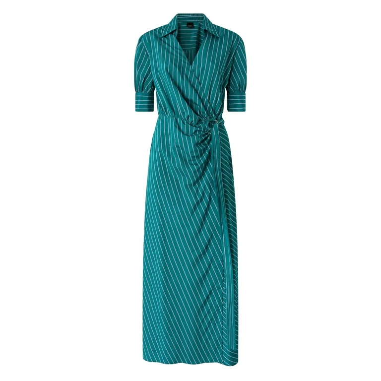 Langes gestreiftes Wickelkleid