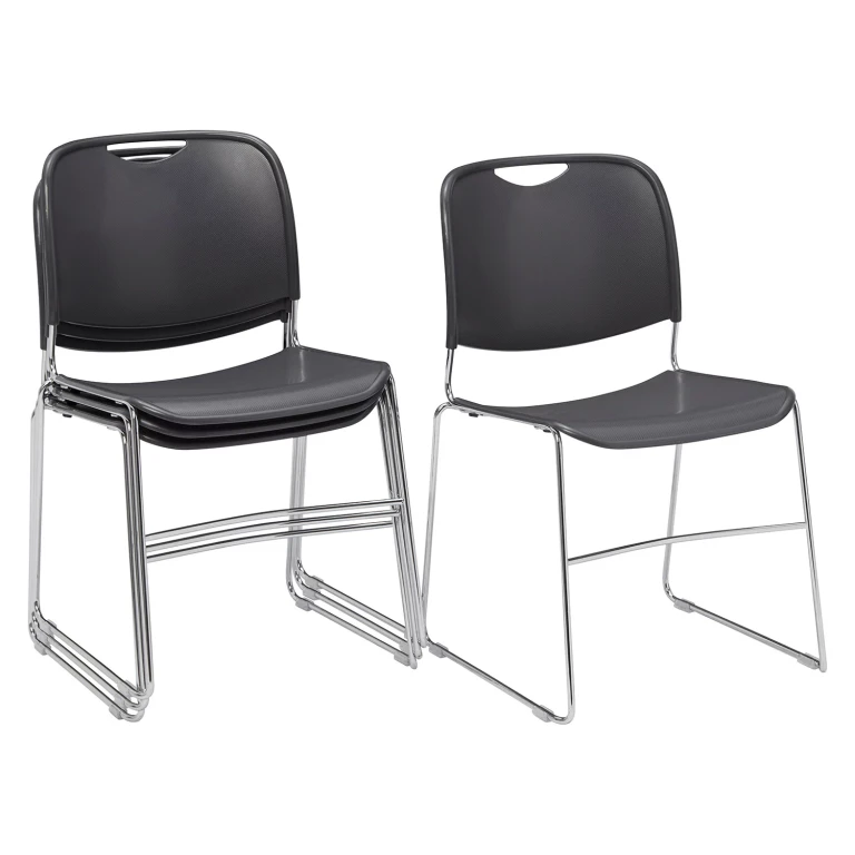 (4 Pack) NPS 8500 Series Ultra-Compact Plastic Stack Chair, Gunmetal:- Gunmetal