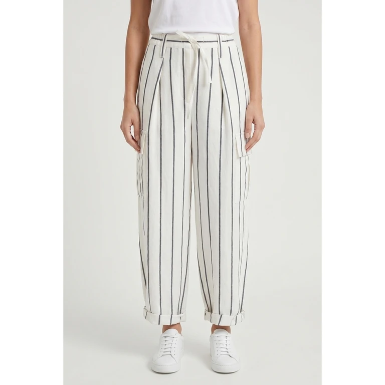 Wowhite Striped Linen Trousers