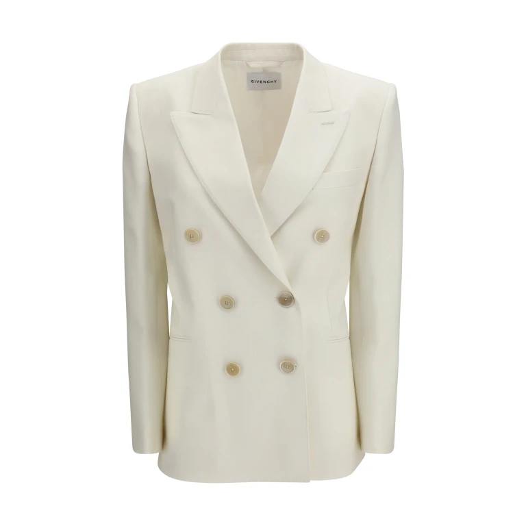 Jacket Double-Breasted Wool and Mohair White