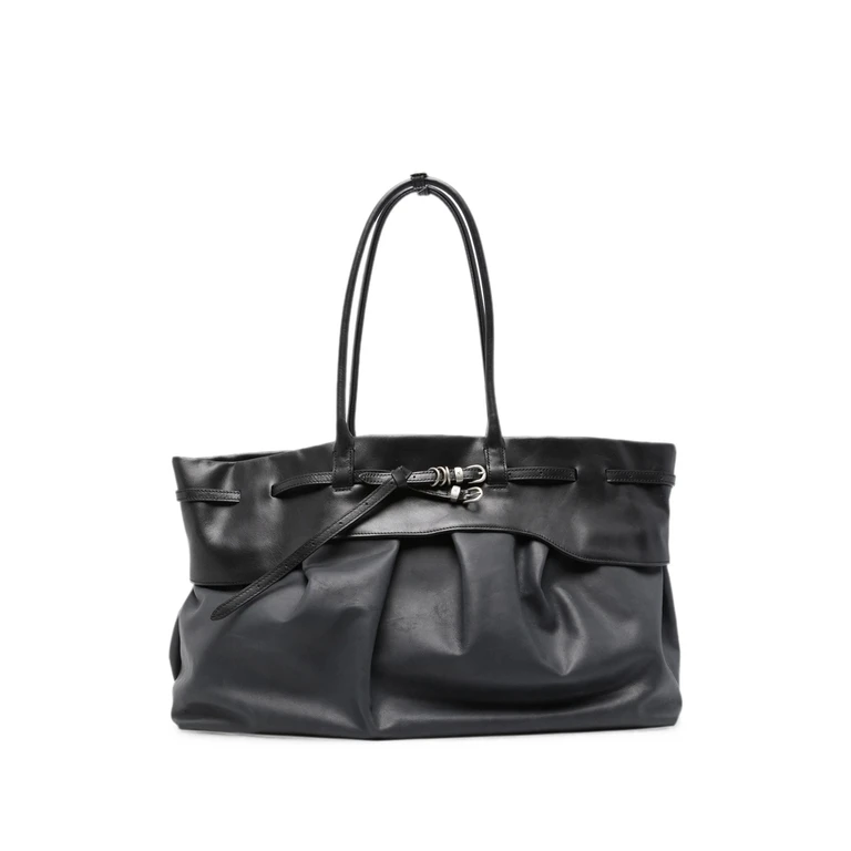 Belt-detail Leather Tote Bag