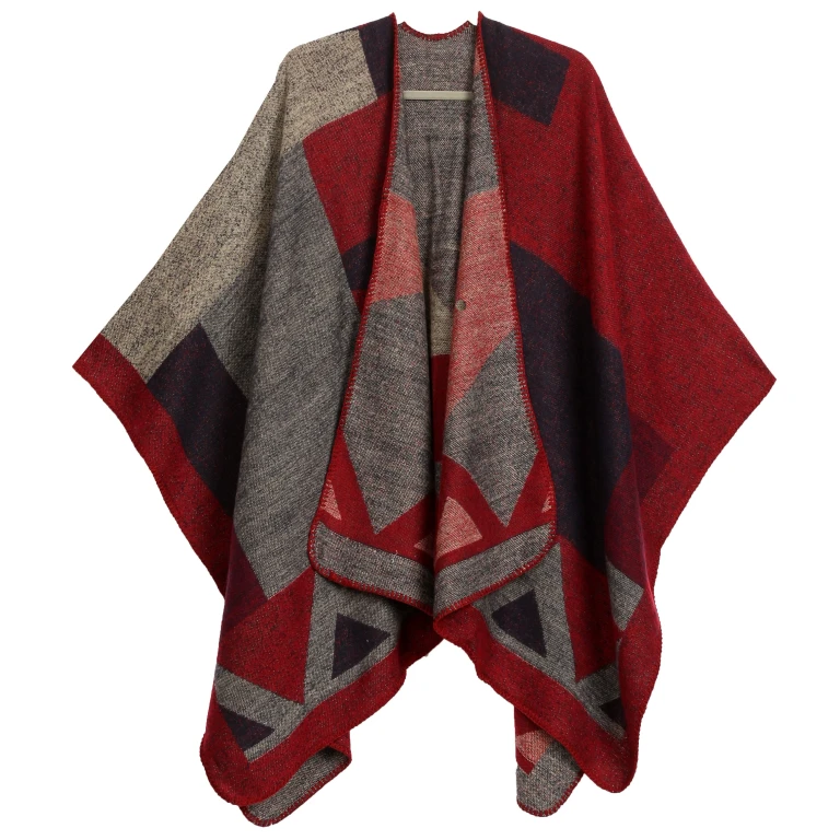 Sakkas Mari Women's Reversible Large Poncho Shawl Wrap Scarf Cape Ruana Blanket