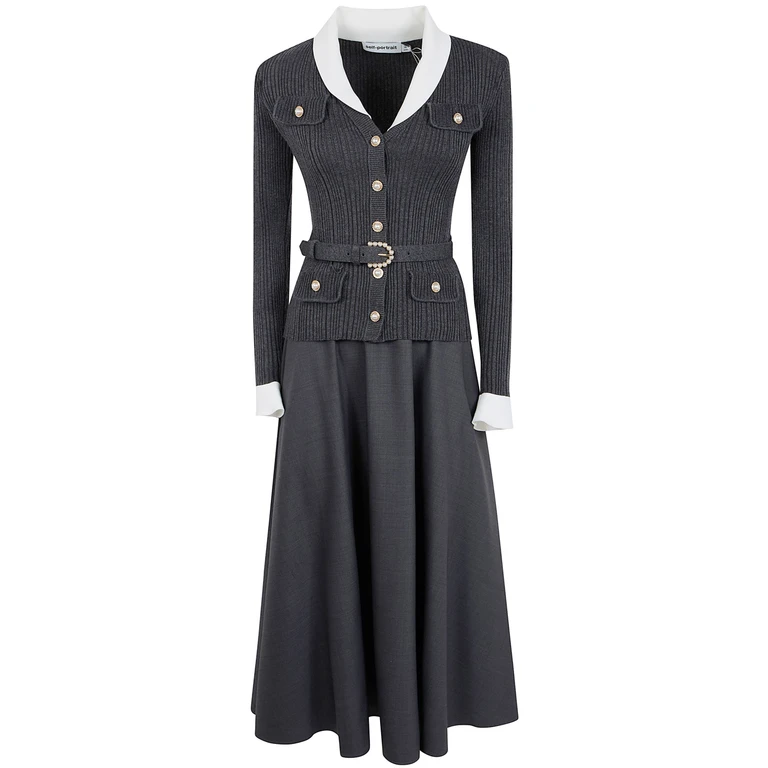 Robe midi en maille twill Self-Portrait