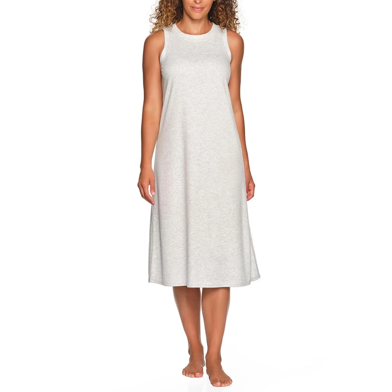 MIDI TANK SLEEP DRESS:- Grey, XS