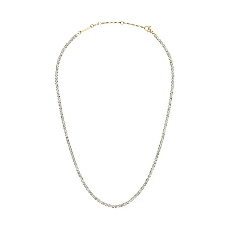 Classic Tennis Necklace With Sparkling Gold-Plated Crystals Dw00400391