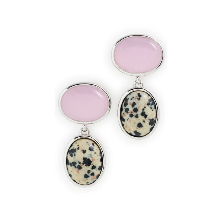 The Rose Quartz Palma Stud Earrings Silver One Size