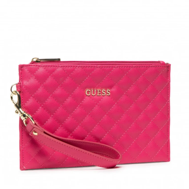 , duffel bag, eco leather, fabric bag, quilted effect and cuff, fuchsia, 23 x 15 x 1.5 cm