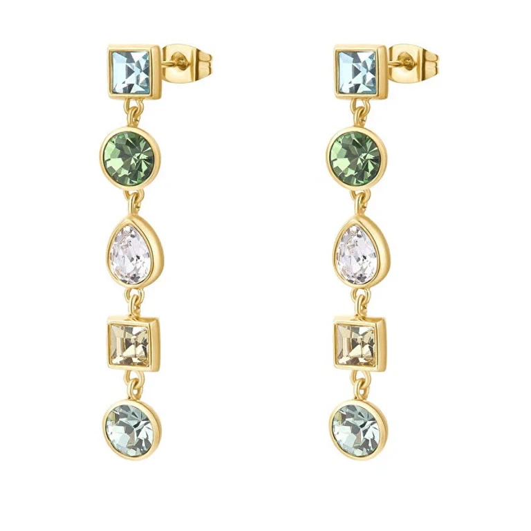 Symphonia BYM182 Colored Crystal Gold Plated Long Earrings