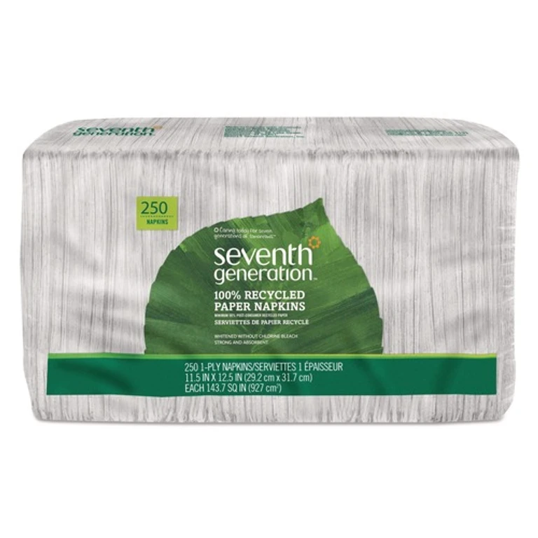 13713 100% Recycled 11-1/2 in. x 12-1/2 in. 1-Ply Napkins - White (250/Pack)
