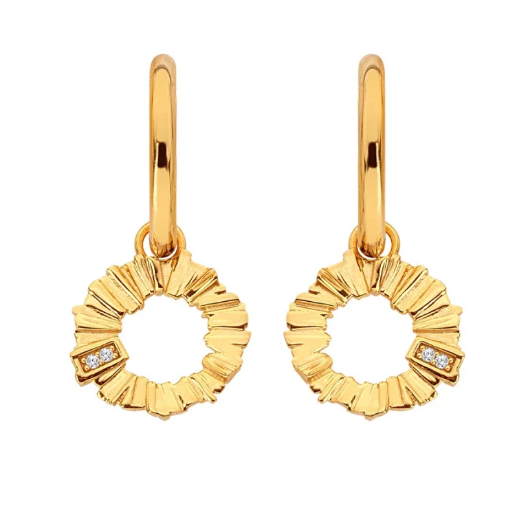 2 In 1 Gold-Plated Earrings with Diamonds and Topazes Golden Edit Hope De838