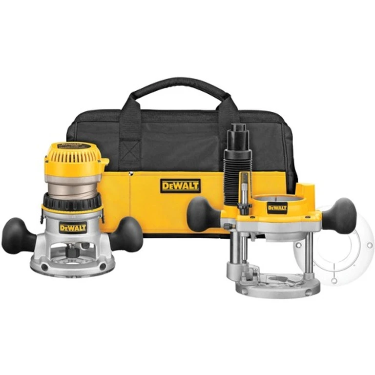 Factory Reconditioned Dewalt DW618PKBR 2-1/4 HP Corded EVS Fixed Base/Plunge Router Combo Kit with Soft Start