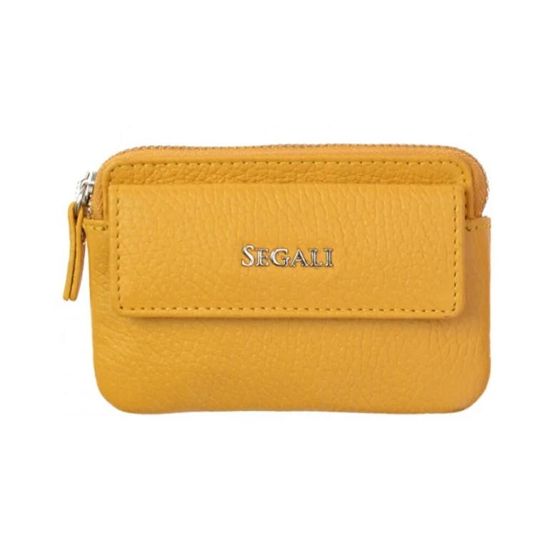 Mini Wallet-Keychain in Yellow Leather