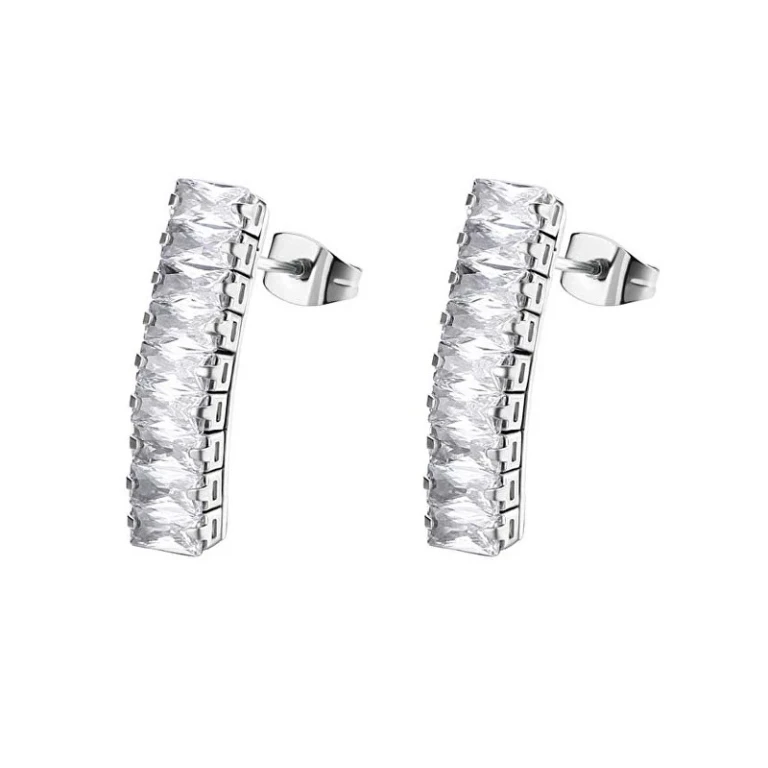 Beautiful steel earrings with zircons Desideri BEIE010