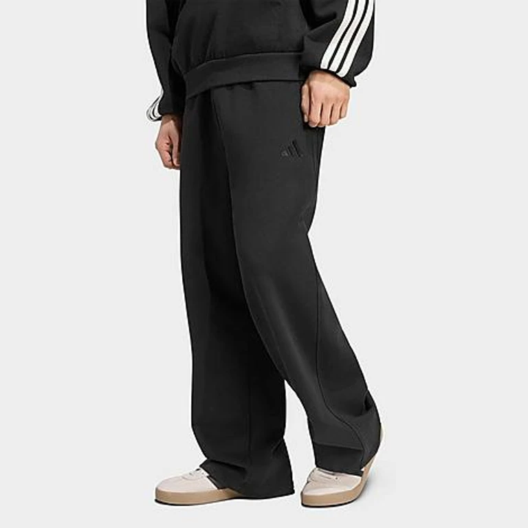 adidas Men's KIT Small Logo Wide French Terry Pants in Black Size: XS