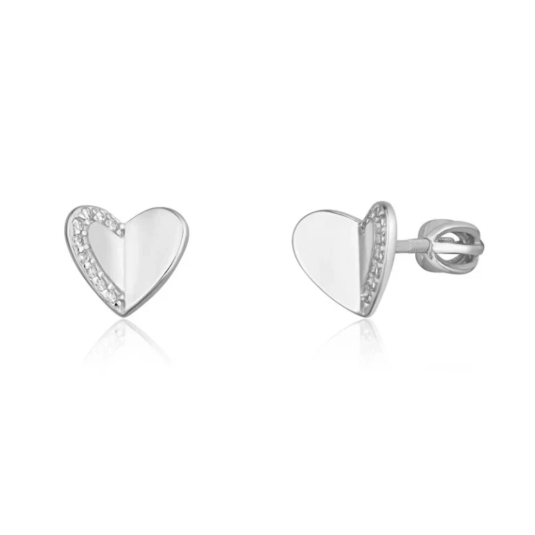 Heart-Shaped Silver Earrings with Zirconia Svle1739Xh2Bisr