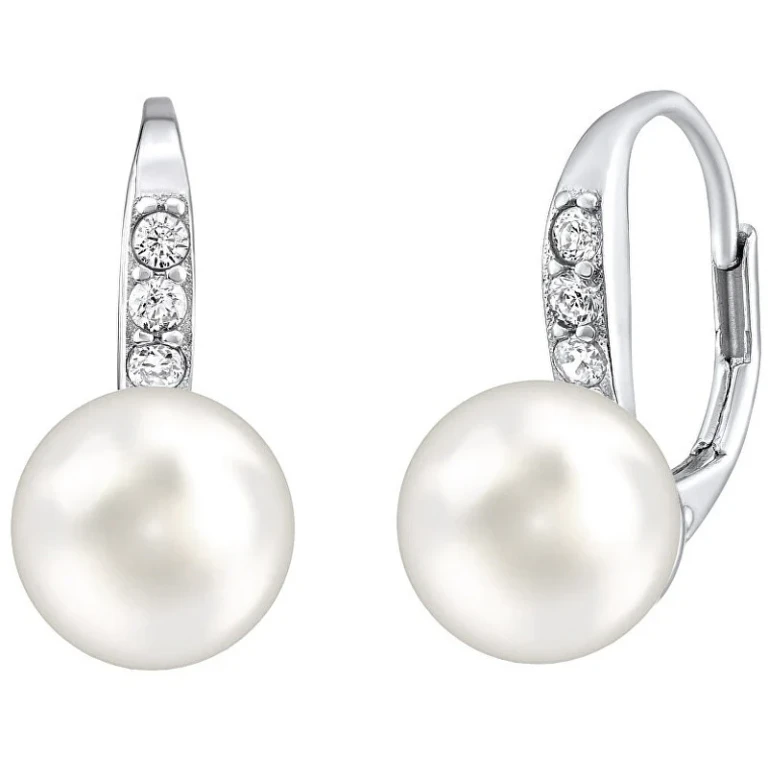 Silver Earrings With Crystals Swarovski® White Lpser0639