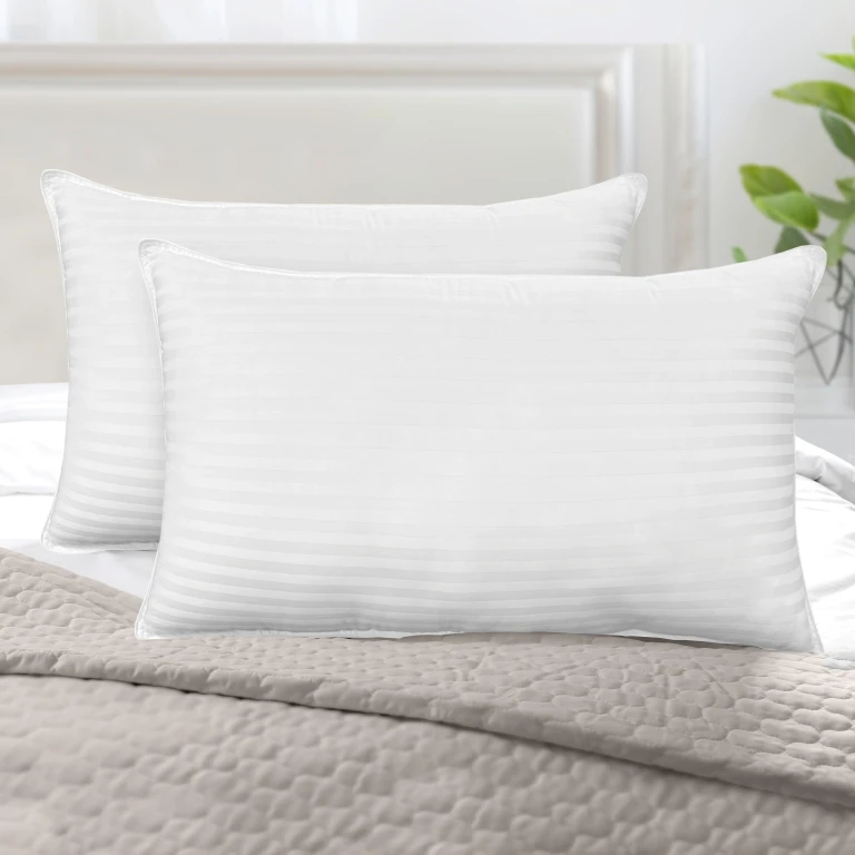 Retreat Stripe Cotton Shell Hotel Pillows, Gel-Infused Filling - Set of 2