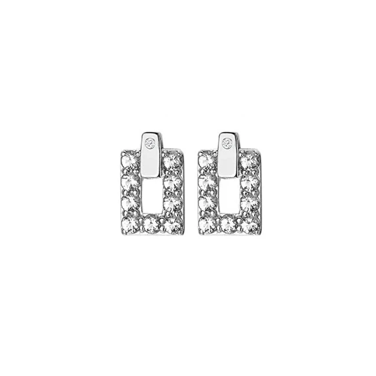 Silver Earrings with Diamonds and Topaz Echo De717