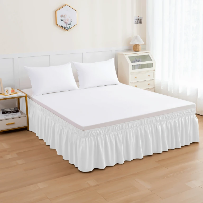 Ruffle Bed Skirt - Around Style Elastic Bed Wrap - 16 inch Drop