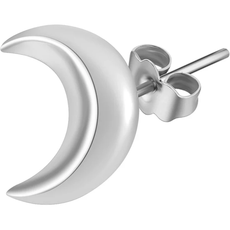 Single Earring in Silver Crescent Moon Storie Rzo017R