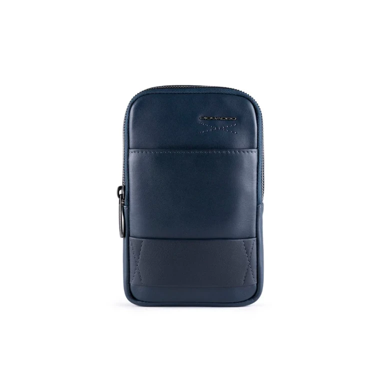 , Phone Organizer, Leather Shoulder Bag, Blue, 18 x 12 x 2.50 cm, Men