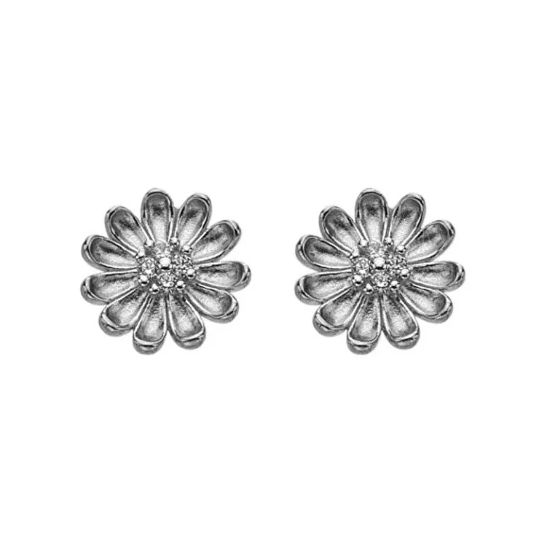 Flower-Shaped Silver Earrings with Zirconia Thank You Silver Whisper Swe012
