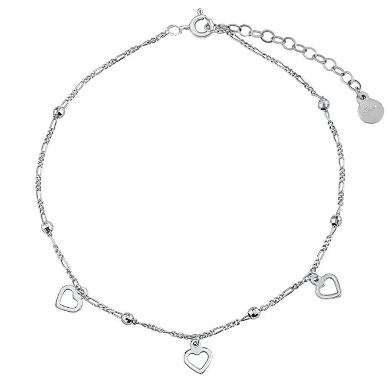 Vanessa Silver Ankle Chain with Hearts and Balls Zt71255A
