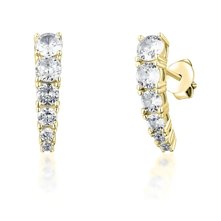 Glittering Gold-Plated Earrings with Transparent Zircons Svle1618Xh2Go00