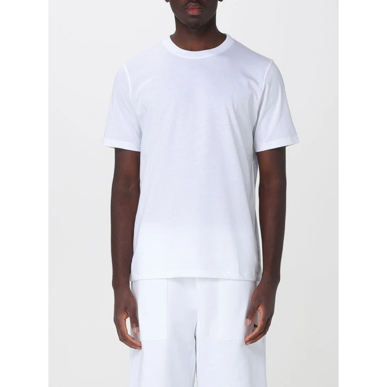 Slim Fit Cotton T-Shirt with Skull Print and Crew Neck (55460BIANCO)