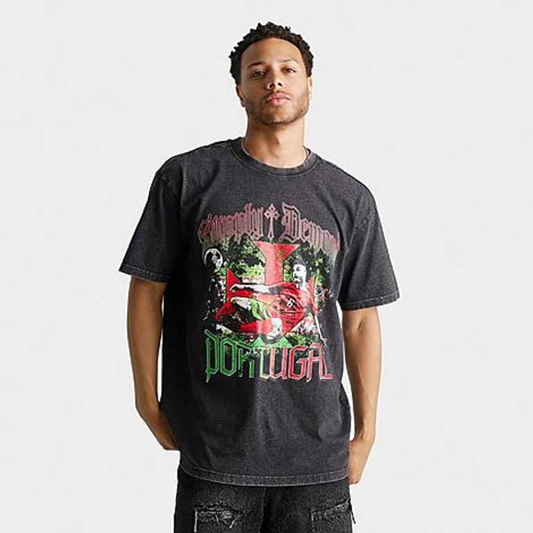 Men's Portugal Graphic T-Shirt in Black Wash Size: Small
