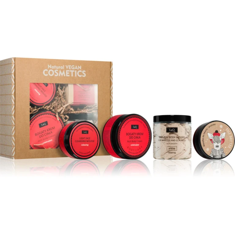 Pralines gift box LaQ Praline body cream with soothing effect 200 ml + body cleansing mousse 100 g + deep cleansing mousse 40 g + butter 50 ml