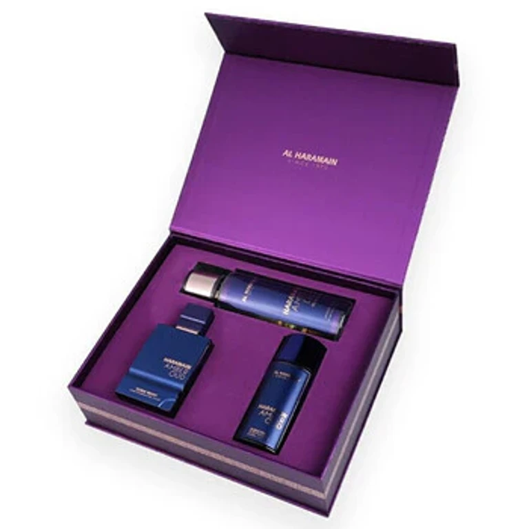 Amber Oud Dubai Night Gift Set Perfume Extract 75 ml, Perfume Extract 30 ml, and Body Veil 250 ml 75 ml