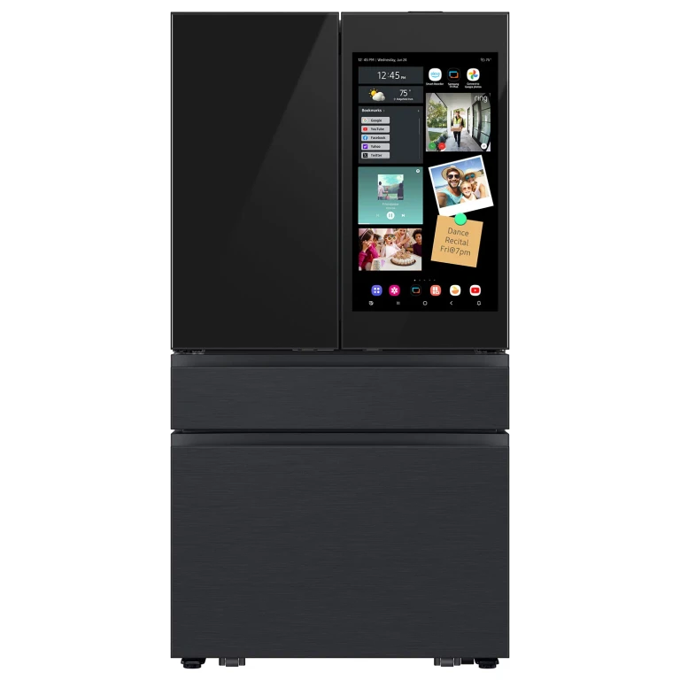 Bespoke Counter Depth 4-Door French Door Refrigerator Charcoal Glass/ Matte Black Stainless Steel:- Charcoal