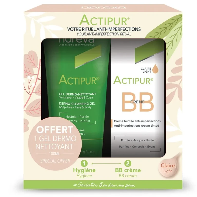 Noreva Actipur - Anti-imperfection ritual set - Transparent BB Cream 30ml + FREE dermo-cleansing gel 100ml