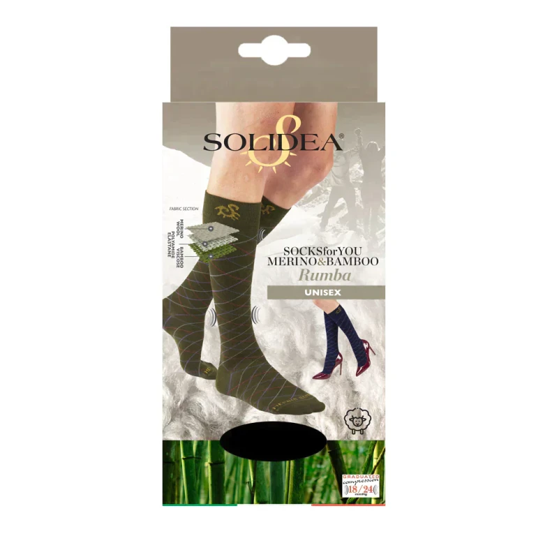 Solidea Socks For You Merino Bamboo Rumba Knee Highs 18 24mmHg Navy Blue 2M