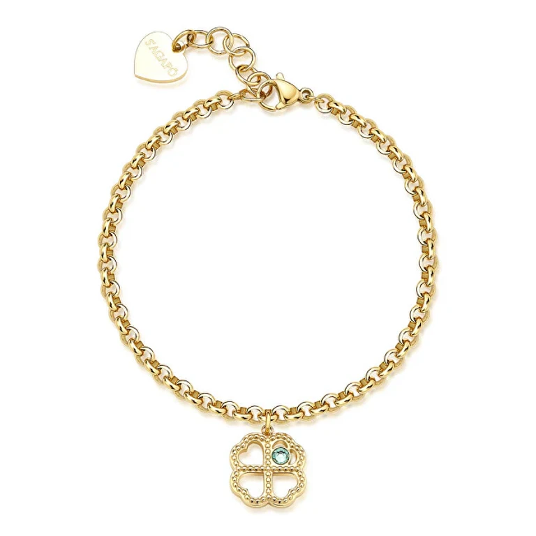 Charming Gold-Plated Lucky Light Clover Bracelet Skt46