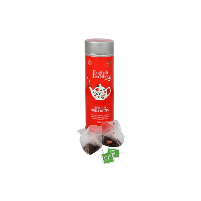 English tea shop Organic spicy red fruits 15 pyramids in a can