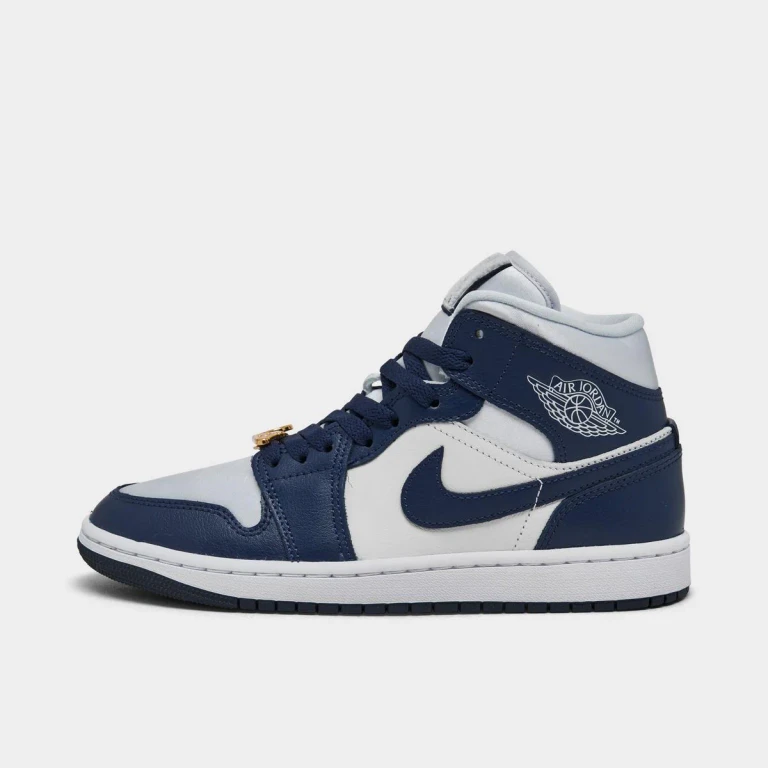 [fz8777-044] Womens Air Jordan Retro 1 Mid 'football Grey White Midnight Navy'