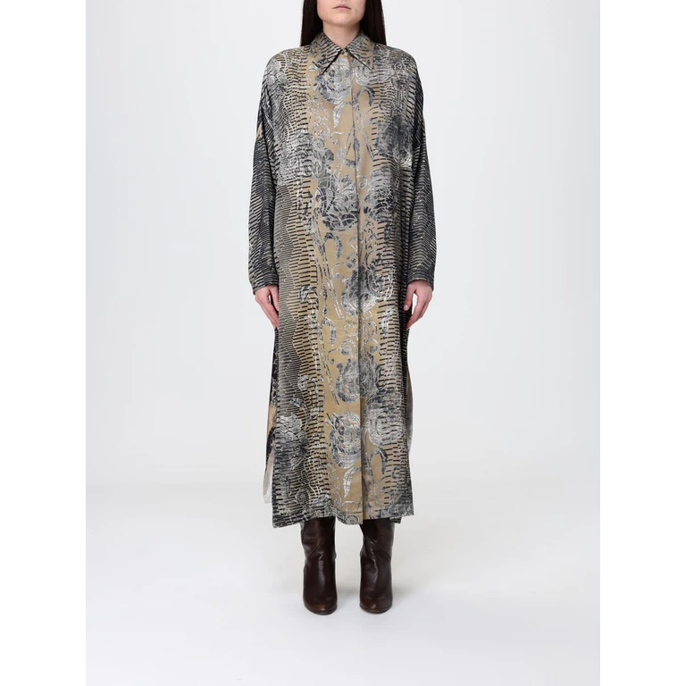 Relaxed Fit Graphic Print Viscose Midi Shirt Dress (MABM393SB7GR)