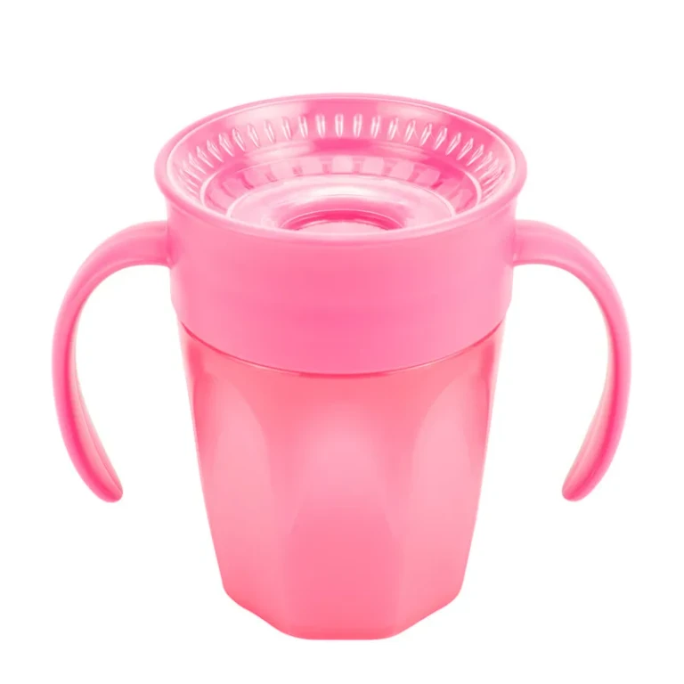 360 pink no-spout cup with handles 200ml