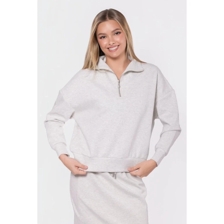 Mina Half Zip Top (Light Grey)