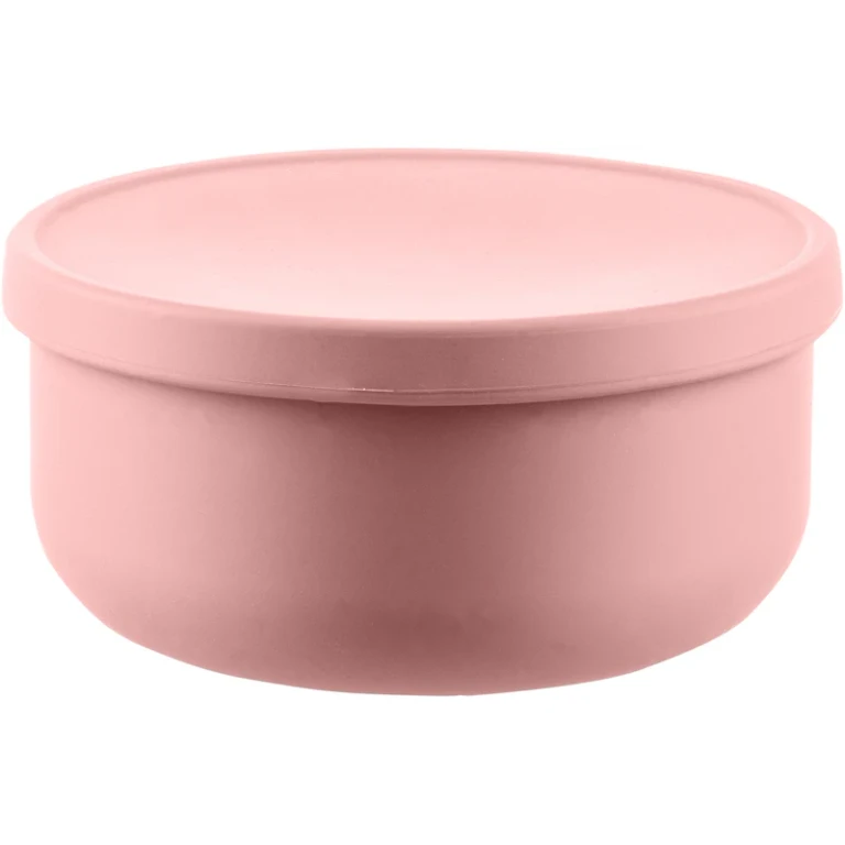 silicone bowl with antique pink lid