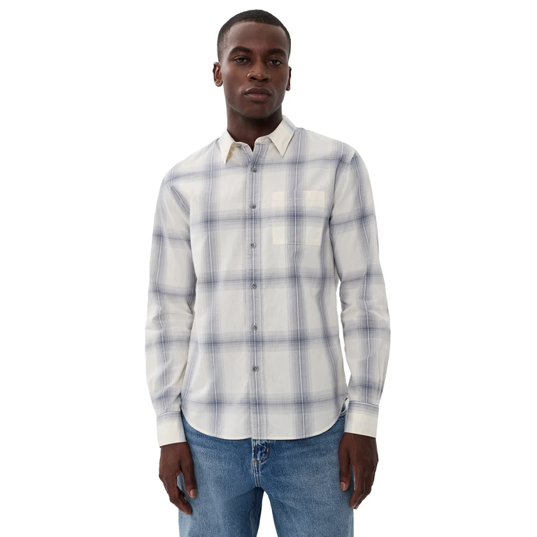 Townes Plaid Long Sleeve Shirt Blanco/Hawk Blue XS