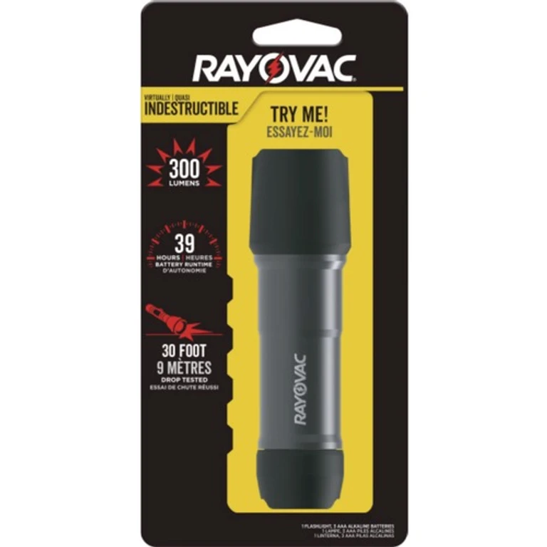 3 AAA Batteries Virtually Indestructible LED Flashlight - Black