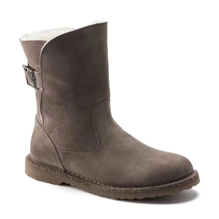 Women's Uppsala Shearling Suede Leather Desert Dust Grey Taupe Boots