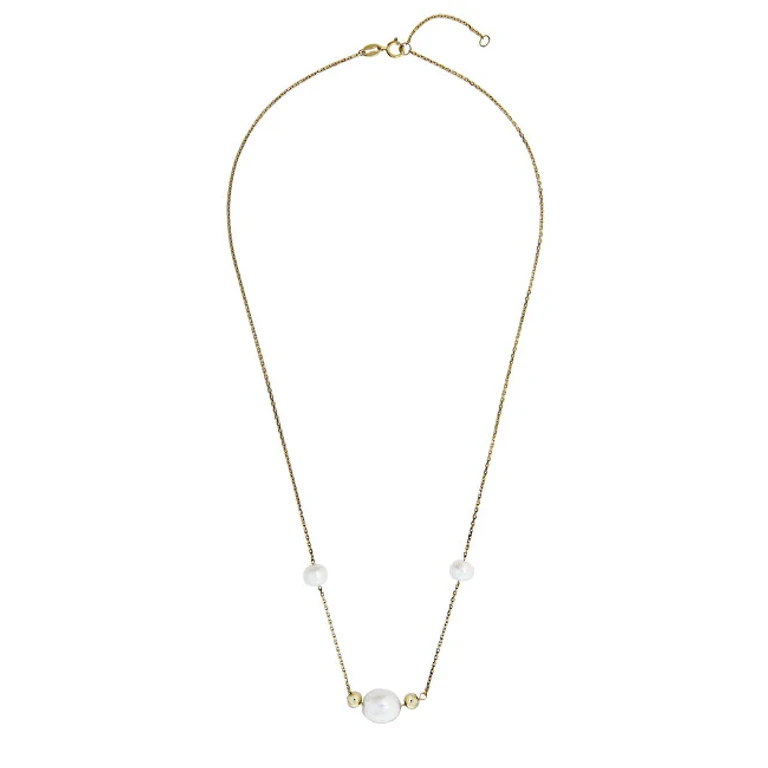 Elegante Gold-Plated Necklace with Real Pearls Svln0747Sh8Gp45